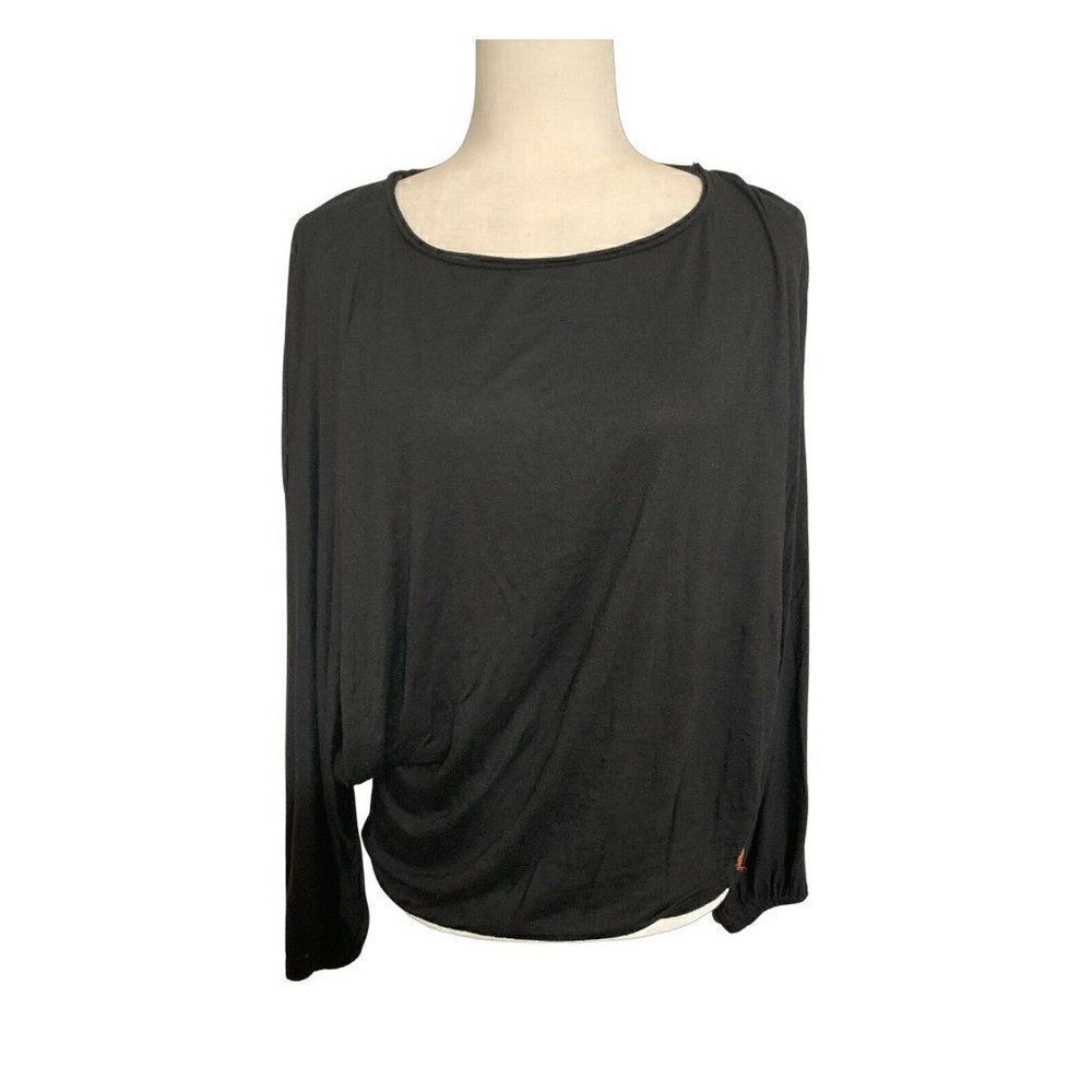 peace love world womens solid black long sleeve top small